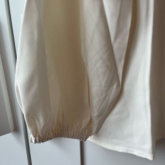 J Crew Puff-sleeve satin-back crepe top ivory PS NEW - Picture 9 of 14